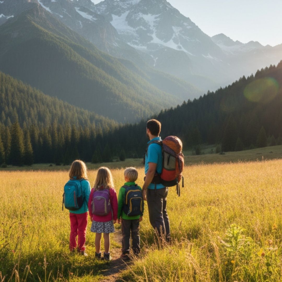 family enjoying their vacation in California