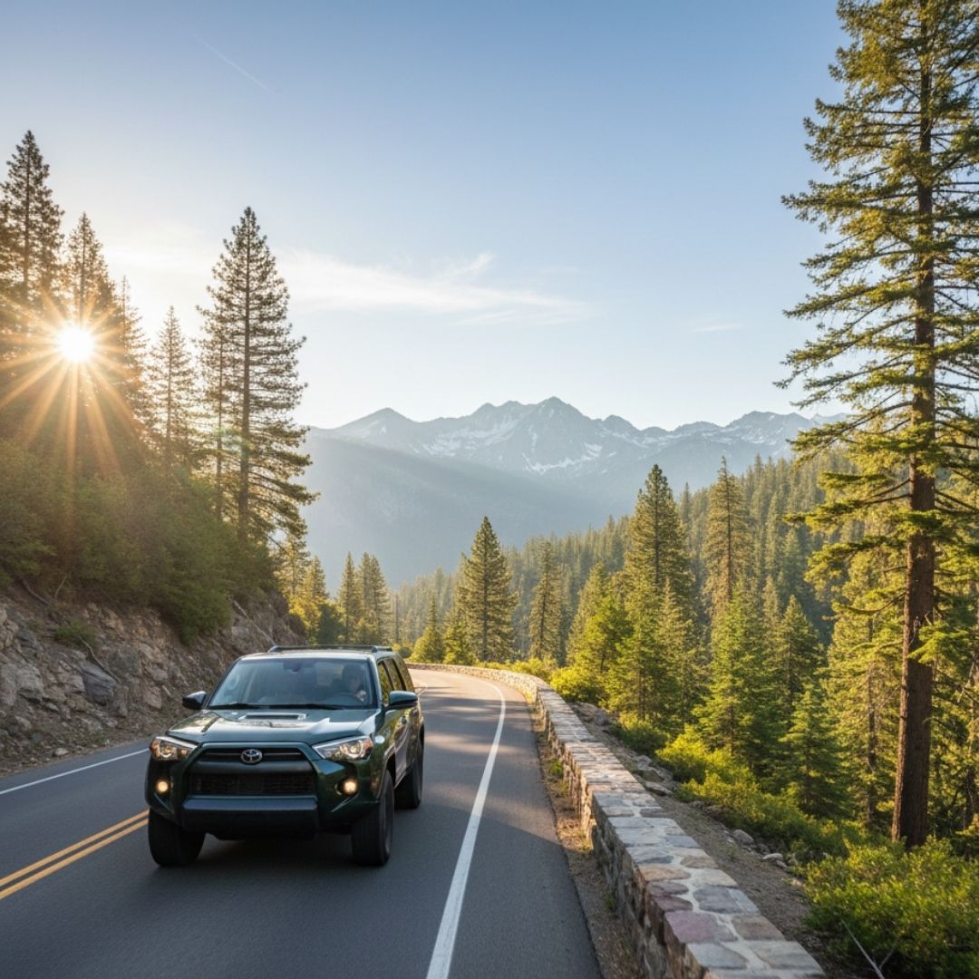 car driving down mineral king road